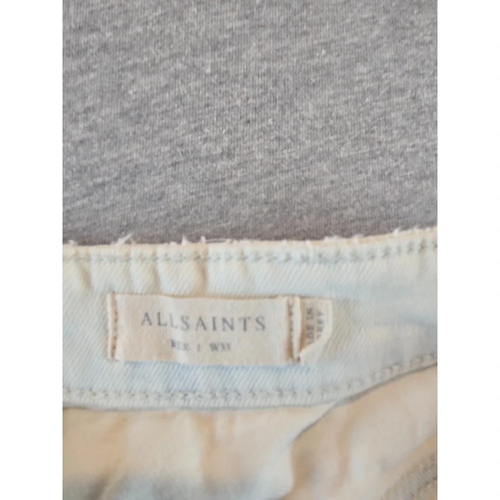 Allsaints Rex Damaged Jeans 33x33 White‎ Distressed Button Fly Denim